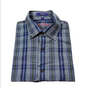 Alan Flusser Shirt‎ Mens Large L Blue Plaid Long Sleeve Button Down Shirt